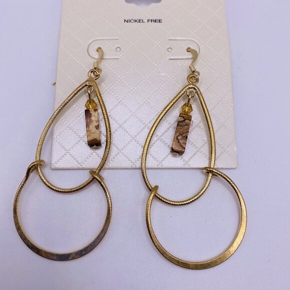 Aura Gold Tone Drop Dangle Earrings New - Picture 2 of 4